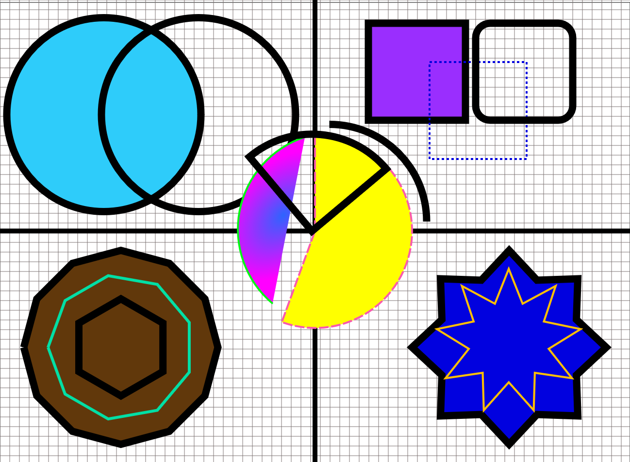 Ejemplos de figuras primitivas SVG creadas con creadorlogos.com